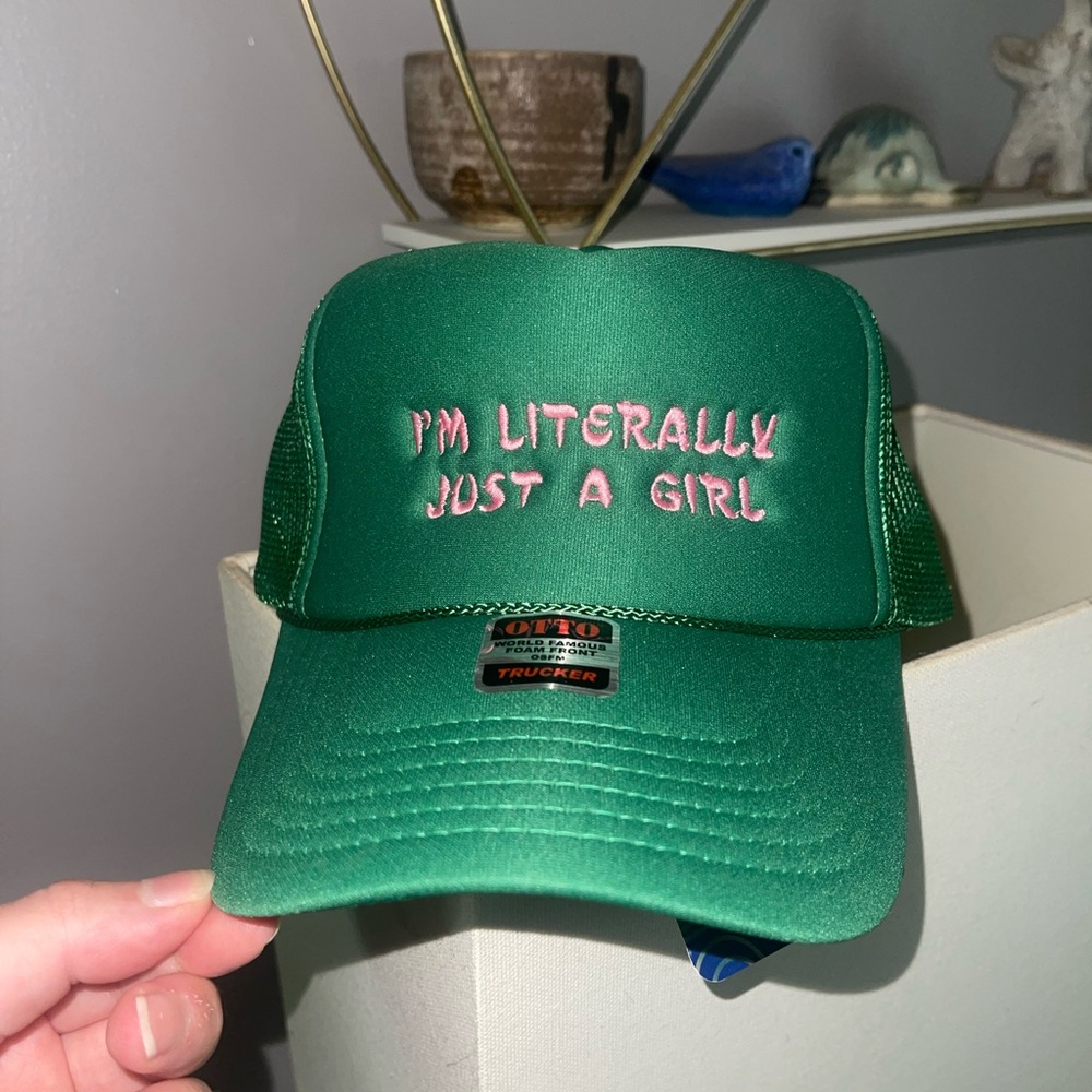 OTTO GreenTtrucker Cap with Pink Text